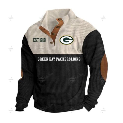 GB Packers Pullover Tops with Elbow Patches Sweatshirt - GBP03
