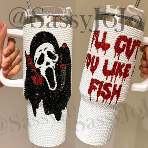 Ghostface Rhinestone Diamond 40oz Tumbler - HLW146