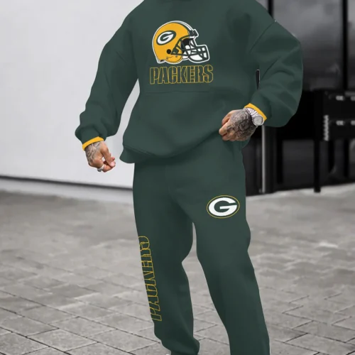 GB Packers Hoodie Jogging Sweatpants Tracksuit Set - HJS14
