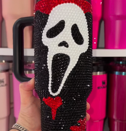 Ghostface Rhinestone Diamond 40oz Tumbler - HLW161