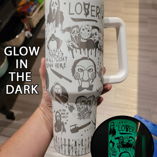 🔥Horror Movies Slashers 40oz Halloween Tumbler -  Glow In The Dark - HRS01