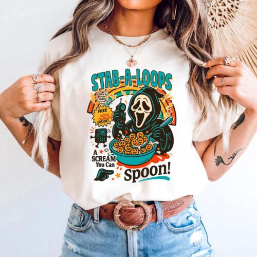 Stab-a-loops Ghost Mask Halloween Shirt - HLW110