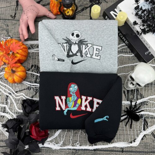 Jack & Sally Nightmare Before Christmas Embroidered Shirt - HLW123