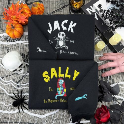 Personalized Jack & Sally Nightmare Before Christmas Embroidered Shirt - HLW122