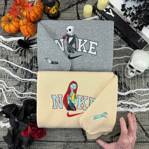 Jack & Sally Nightmare Before Christmas Embroidered Shirt - HLW121