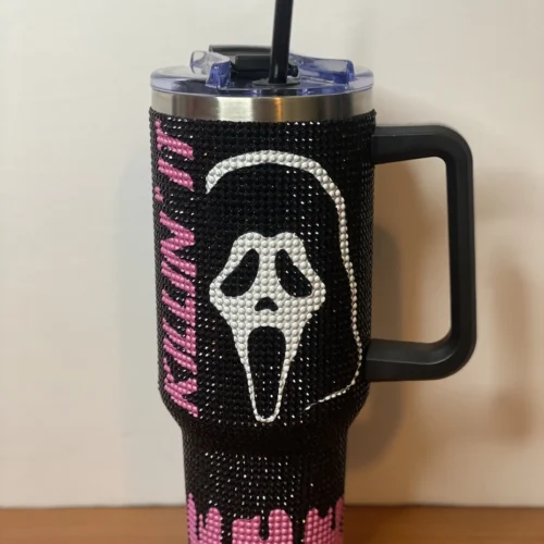 Ghostface Rhinestone Diamond 40oz Tumbler - HLW145
