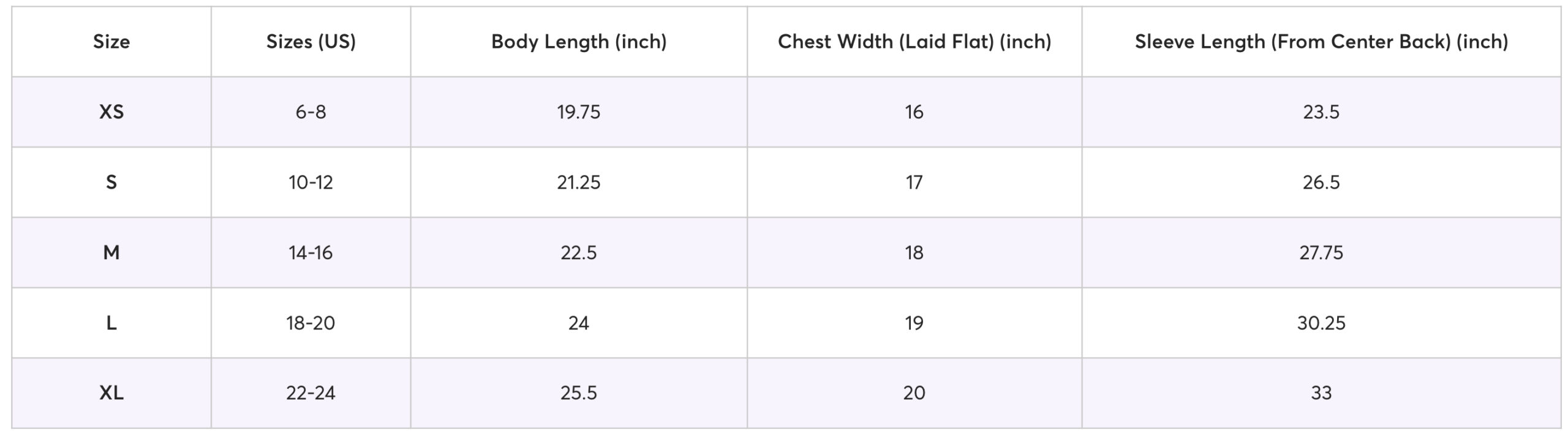Size Chart (Click to see)