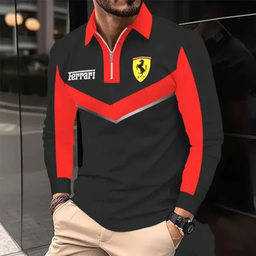 High Quality Men's Long Sleeve Polo FERRARI - LSF12