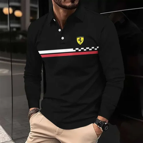 High Quality Men's Long Sleeve Polo FERRARI - LSF36