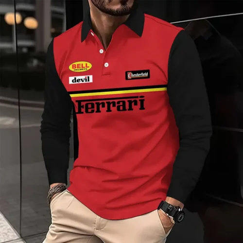 High Quality Men's Long Sleeve Polo FERRARI - LSF38