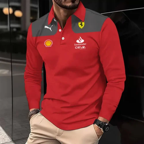 High Quality Men's Long Sleeve Polo FERRARI - LSF34