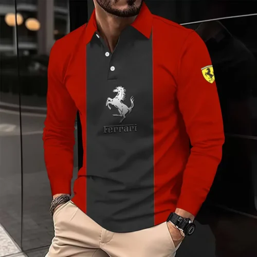High Quality Men's Long Sleeve Polo FERRARI - LSF37