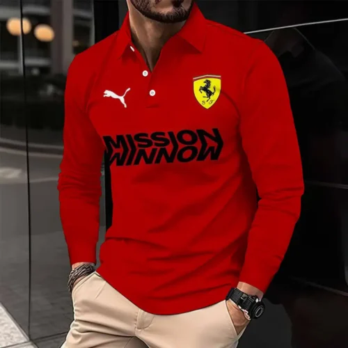 High Quality Men's Long Sleeve Polo FERRARI - LSF39