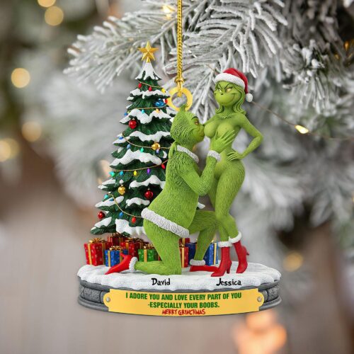 Acrylic Ornament - Couple Christmas Ornament - Grinch Holiday Ornaments - Funny Holiday Ornaments - Grinchmas Gift - Personalized Ornament - MGM13