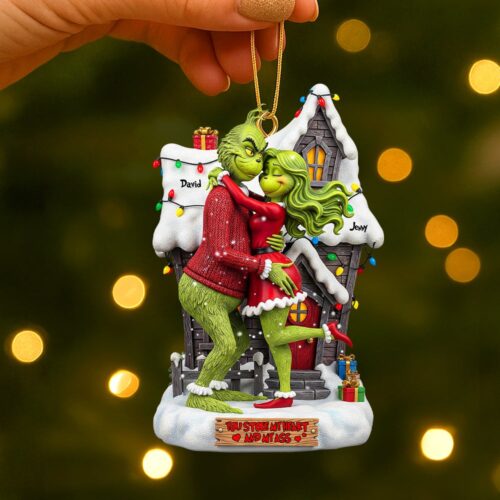Acrylic Ornament - Couple Christmas Ornament - Grinch Holiday Ornaments - Funny Holiday Ornaments - Grinchmas Gift - Personalized Ornament - MGM05