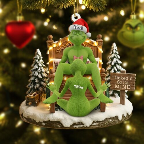 Acrylic Ornament - Couple Christmas Ornament - Grinch Holiday Ornaments - Funny Holiday Ornaments - Grinchmas Gift - Personalized Ornament - MGM06