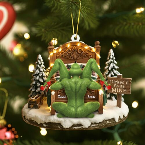 Acrylic Ornament - Couple Christmas Ornament - Grinch Holiday Ornaments - Funny Holiday Ornaments - Grinchmas Gift - Personalized Ornament - MGM07