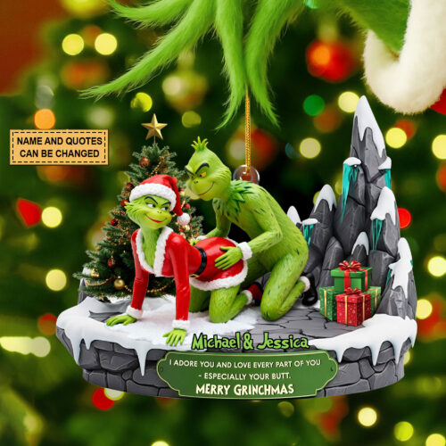 Acrylic Ornament - Couple Christmas Ornament - Grinch Holiday Ornaments - Funny Holiday Ornaments - Grinchmas Gift - Personalized Ornament - MGM01