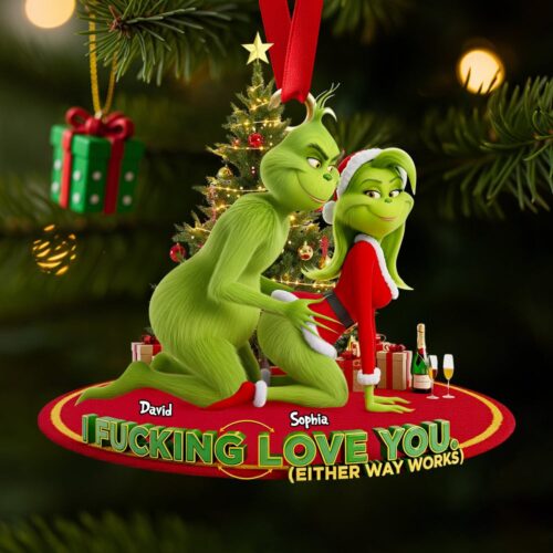 Acrylic Ornament - Couple Christmas Ornament - Grinch Holiday Ornaments - Funny Holiday Ornaments - Grinchmas Gift - Personalized Ornament - MGM09