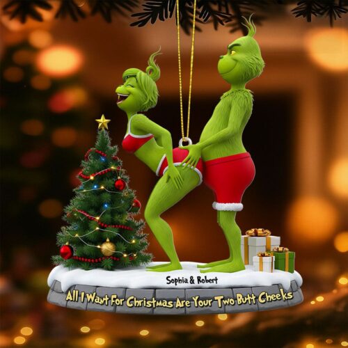 Acrylic Ornament - Couple Christmas Ornament - Grinch Holiday Ornaments - Funny Holiday Ornaments - Grinchmas Gift - Personalized Ornament - MGM10