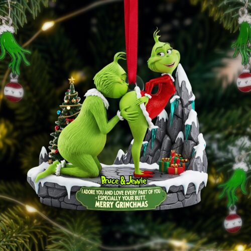 Acrylic Ornament - Couple Christmas Ornament - Grinch Holiday Ornaments - Funny Holiday Ornaments - Grinchmas Gift - Personalized Ornament - MGM03