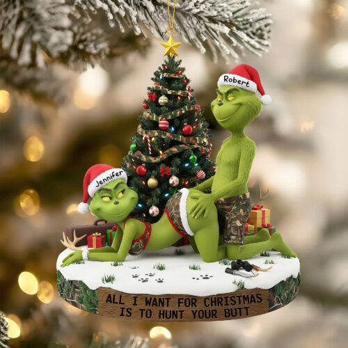 Acrylic Ornament - Couple Christmas Ornament - Grinch Holiday Ornaments - Funny Holiday Ornaments - Grinchmas Gift - Personalized Ornament - MGM12