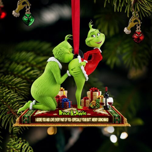 Acrylic Ornament - Couple Christmas Ornament - Grinch Holiday Ornaments - Funny Holiday Ornaments - Grinchmas Gift - Personalized Ornament - MGM04