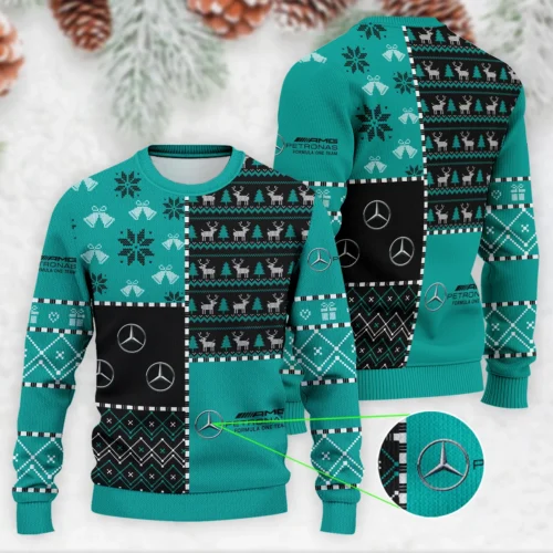 X-Mas Pattern Mercedes Formula 1 Ugly Sweater - MUS9